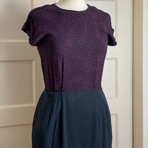 1980s black and pink polka dot pencil dress with pockets 🖤💕